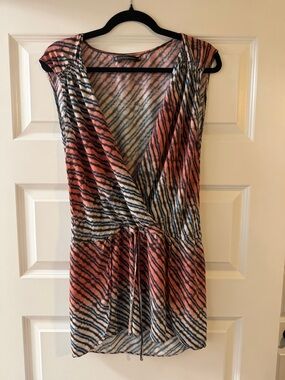 Vix Women's Wrap Dress in Coral Stripe